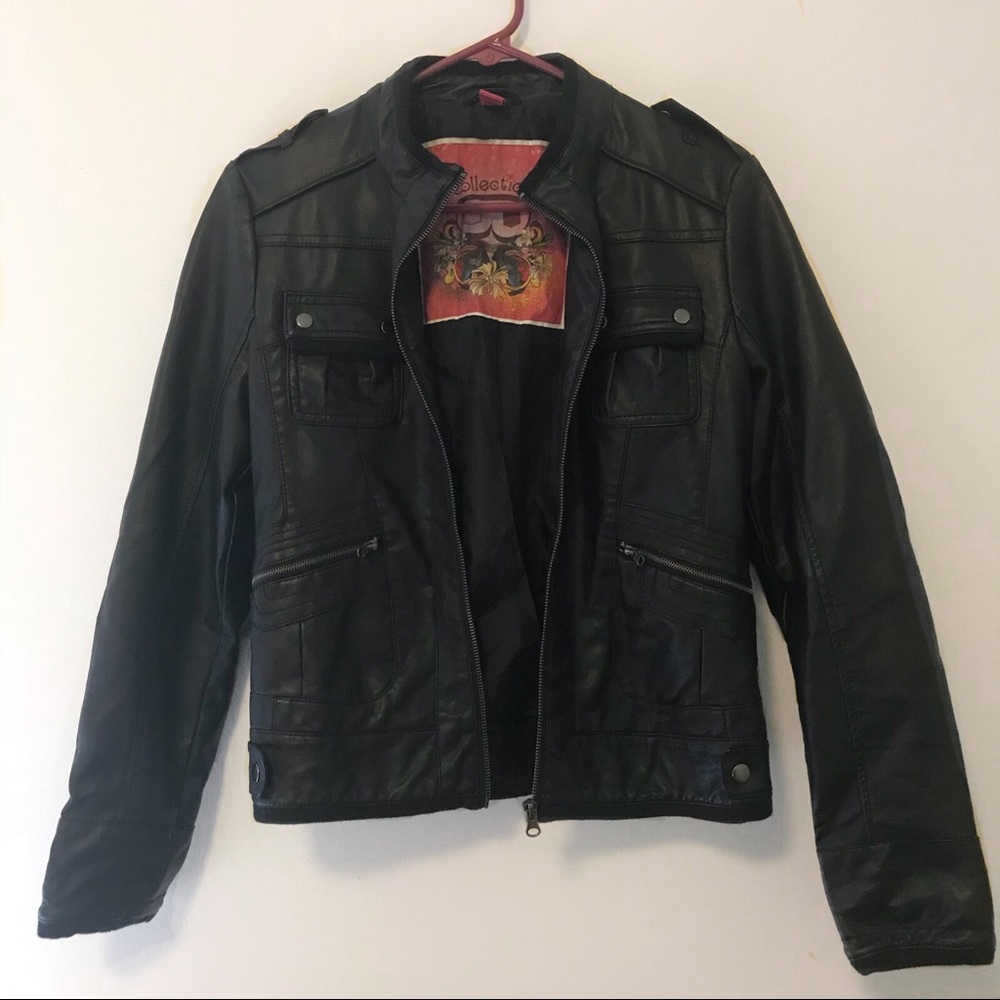 Bernardo Black Leather Jacket Size Medium
